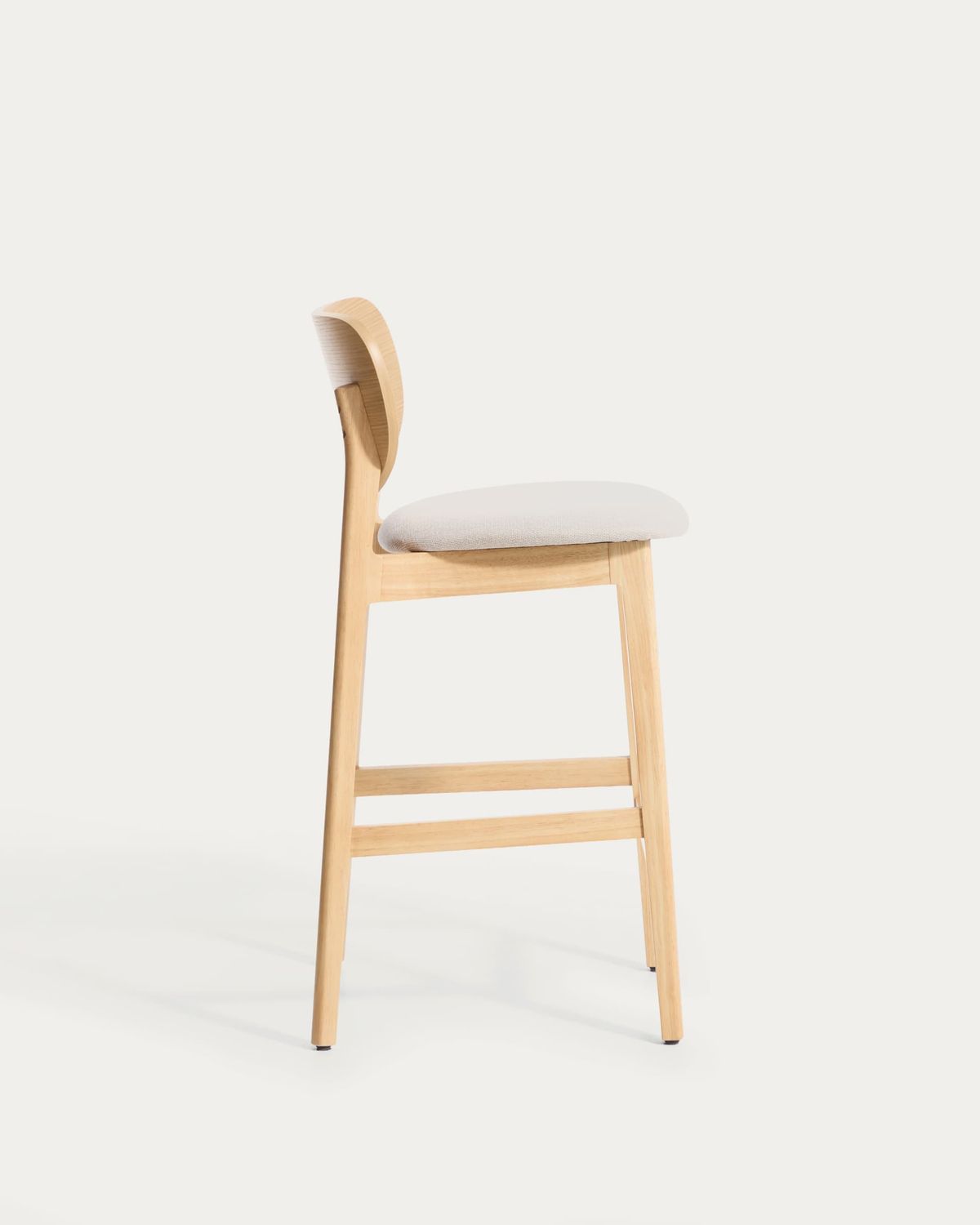 Taburete Ludara de chapa de roble y chenilla beige 65 cm