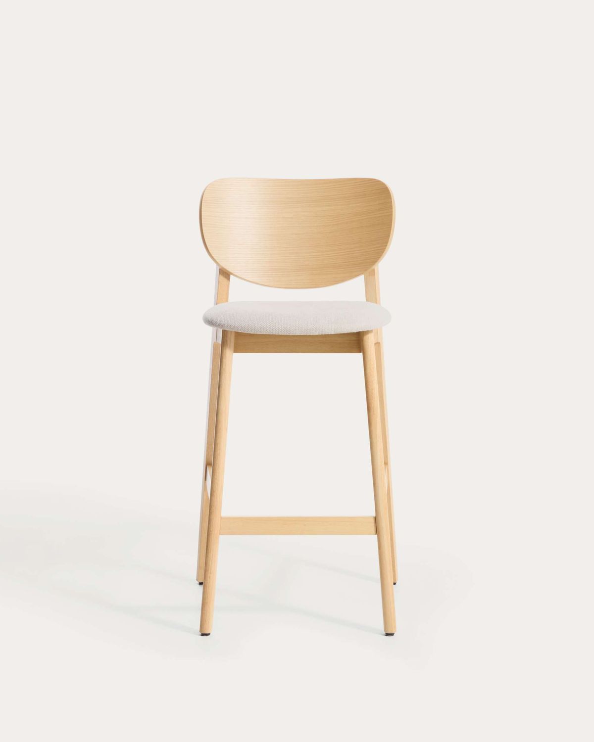 Taburete Ludara de chapa de roble y chenilla beige 65 cm