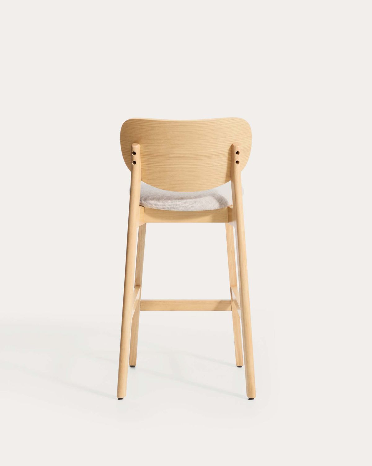 Taburete Ludara de chapa de roble y chenilla beige 65 cm