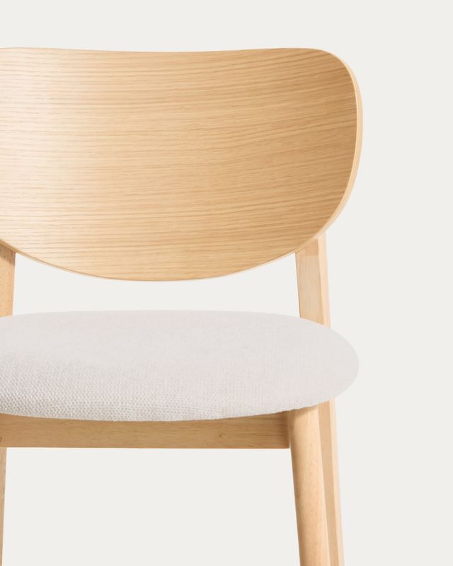 Taburete Ludara de chapa de roble y chenilla beige 65 cm