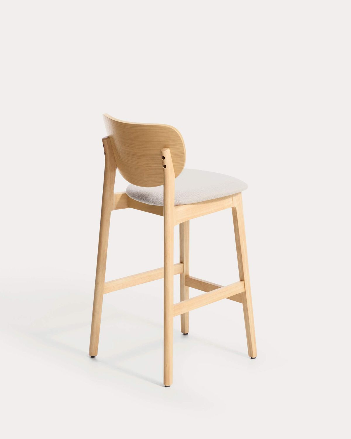 Taburete Ludara de chapa de roble y chenilla beige 65 cm