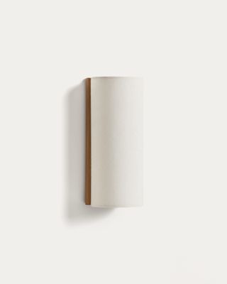 Aplique de pared Umbran de madera de caucho marrón claro y lino beige Aplique de pared Umbran de madera de caucho marrón claro y lino beige
