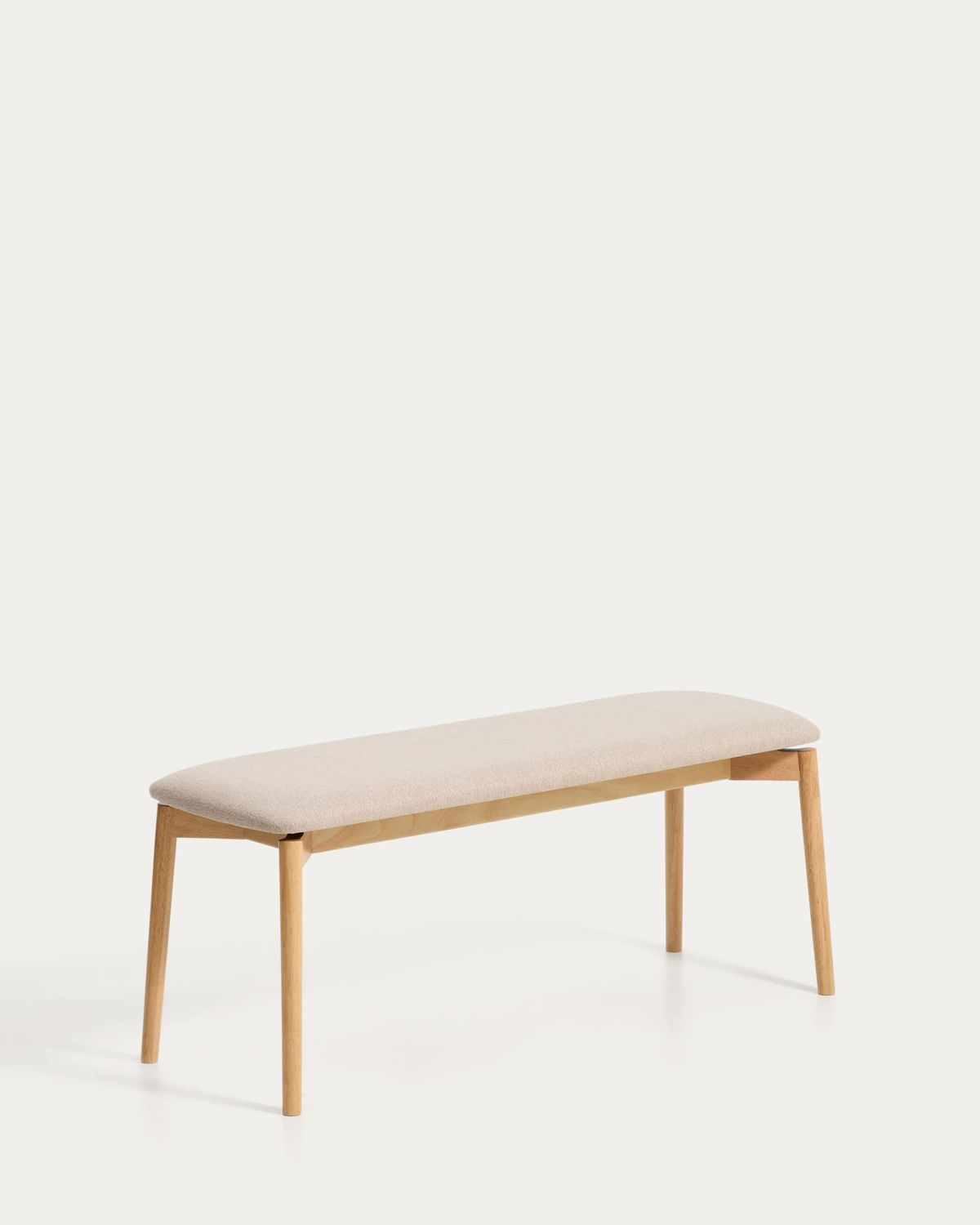 Banco Evera de chapa de roble con acabado en tono natural y chenilla beige 122 cm