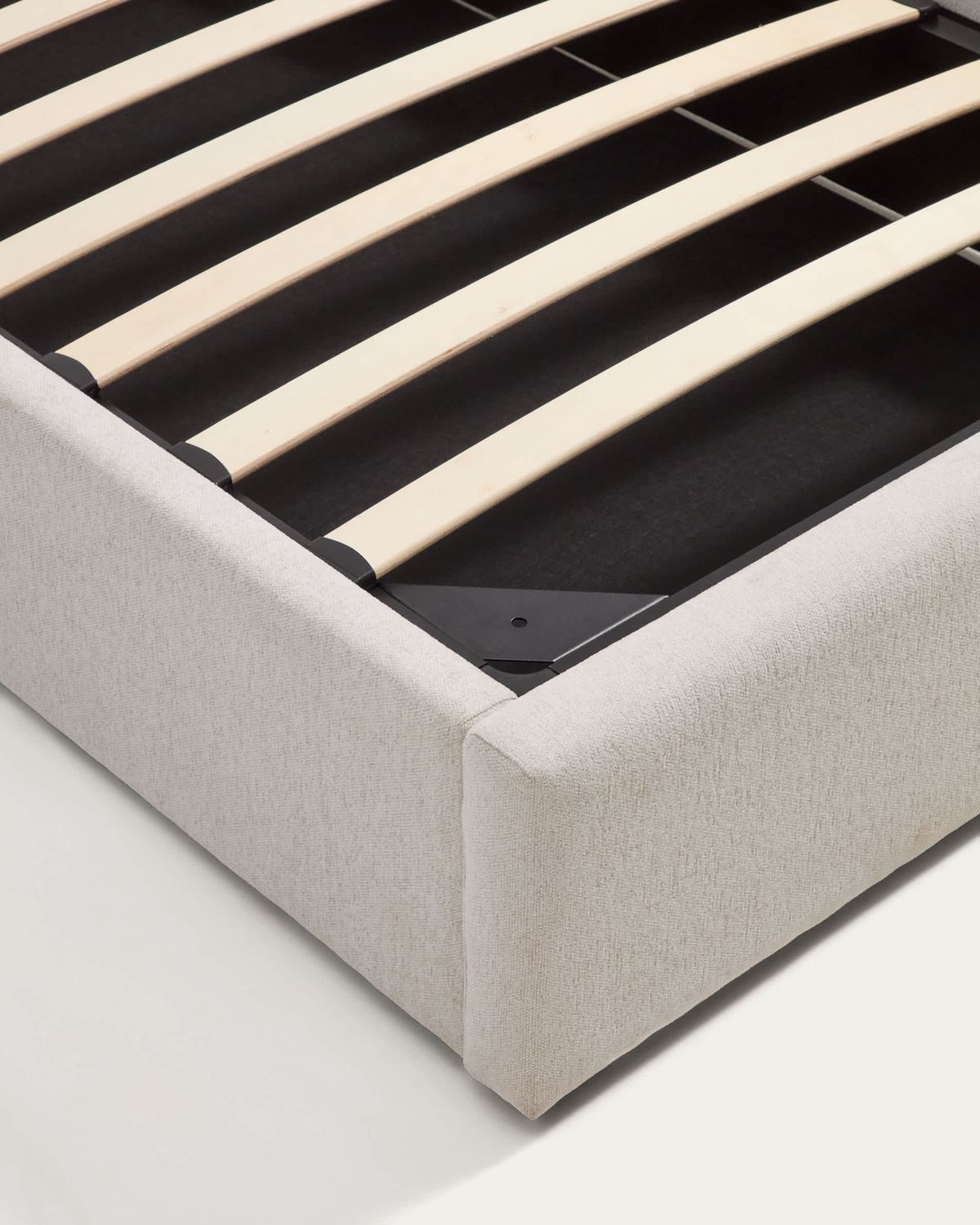 Cama con canapé abatible Darnela de chenilla crudo para colchón de 90 x 200 cm FSC 100%