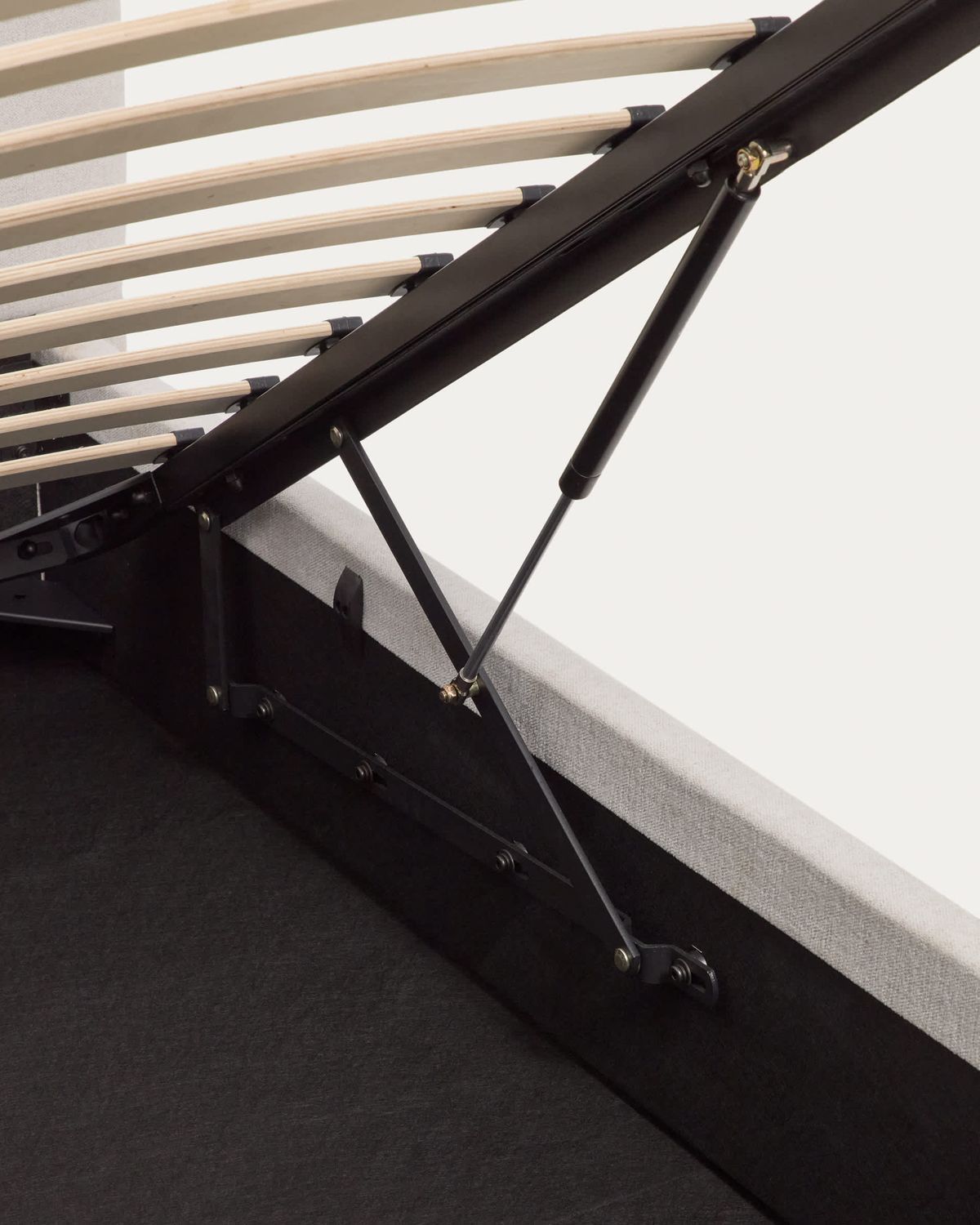 Cama con canapé abatible Darnela de chenilla crudo para colchón de 90 x 200 cm FSC 100%