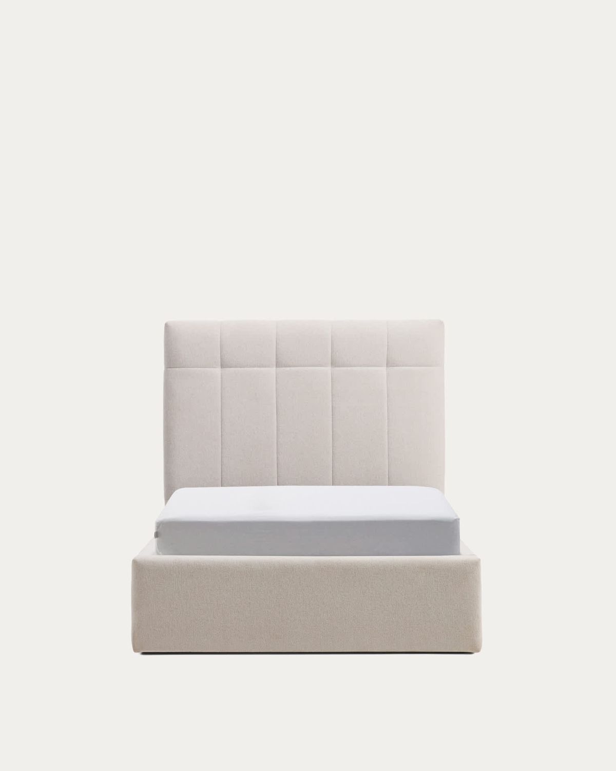 Cama con canapé abatible Darnela de chenilla crudo para colchón de 90 x 200 cm FSC 100%