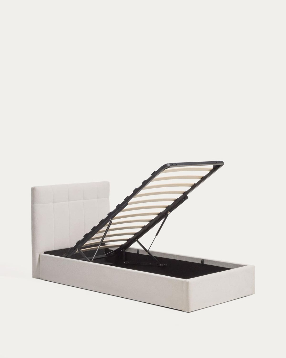 Cama con canapé abatible Darnela de chenilla crudo para colchón de 90 x 200 cm FSC 100%