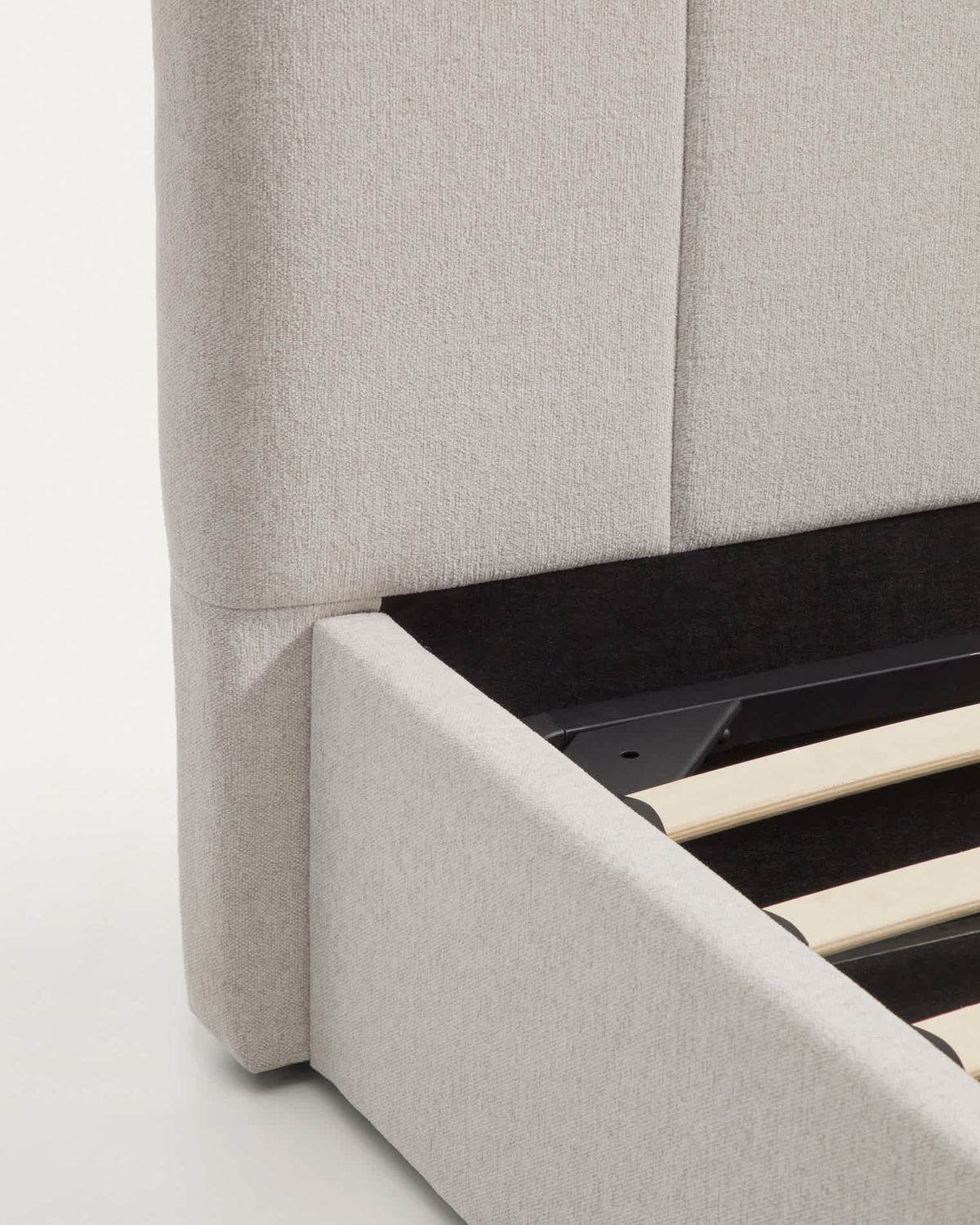Cama con canapé abatible Darnela de chenilla crudo para colchón de 90 x 200 cm FSC 100%