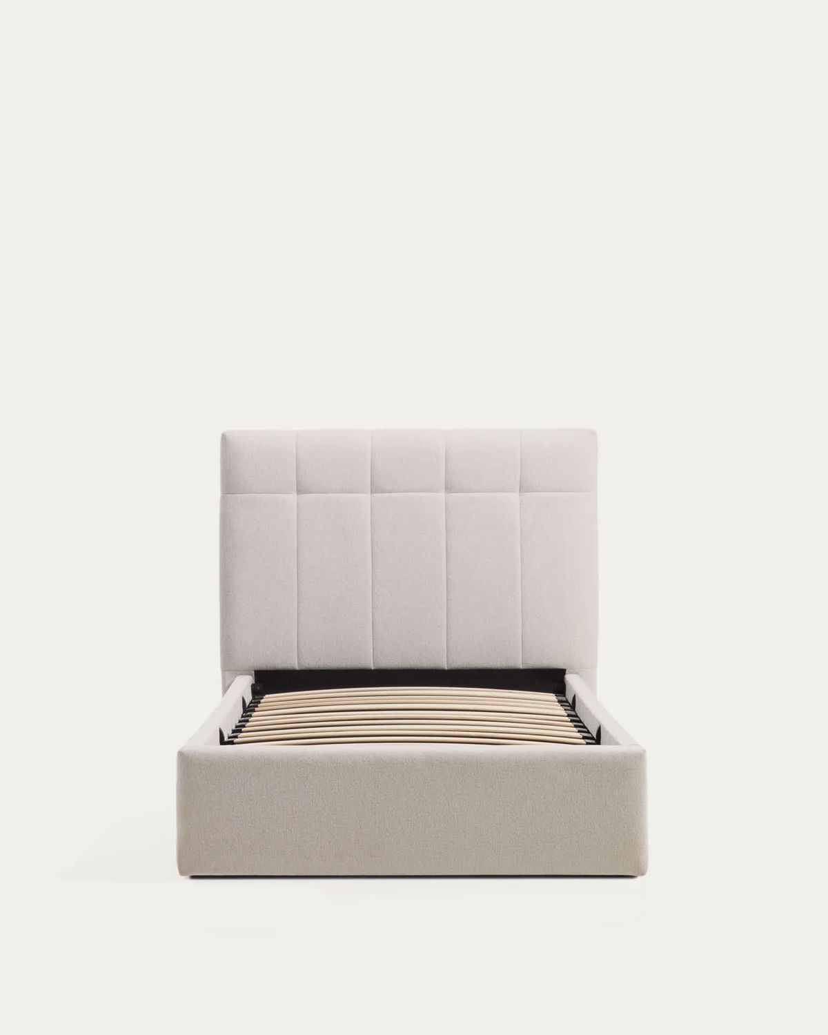 Cama con canapé abatible Darnela de chenilla crudo para colchón de 90 x 200 cm FSC 100%