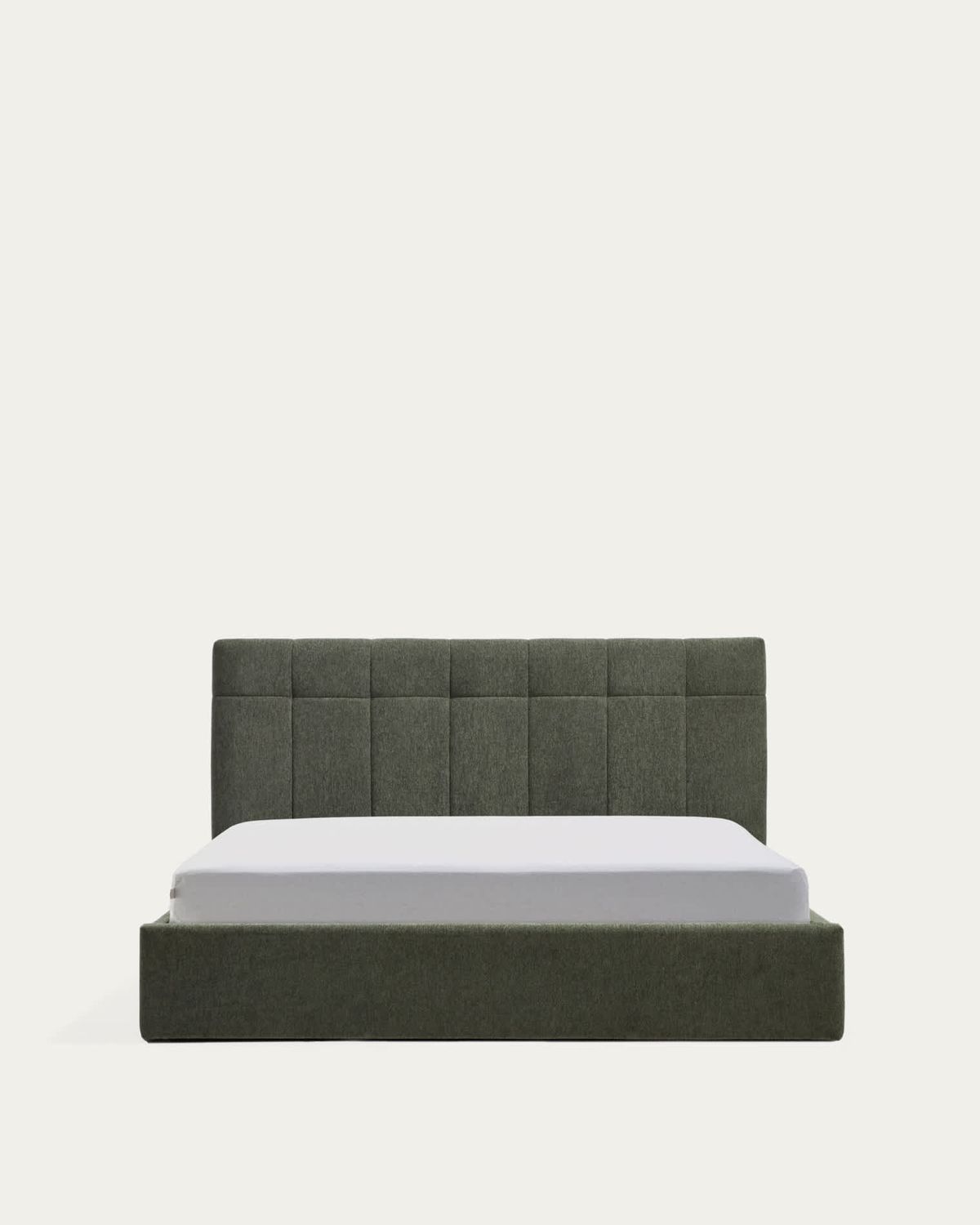 Cama con canapé abatible Darnela de chenilla verde musgo para colchón de 150 x 200 cm FSC 100%