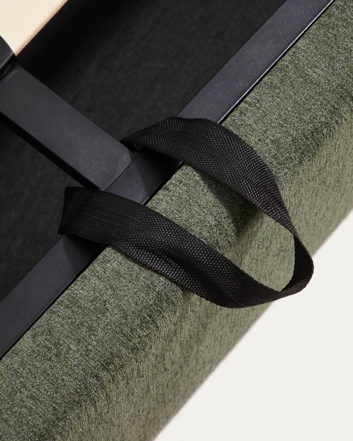 Cama con canapé abatible Darnela de chenilla verde musgo para colchón de 150 x 200 cm FSC 100%