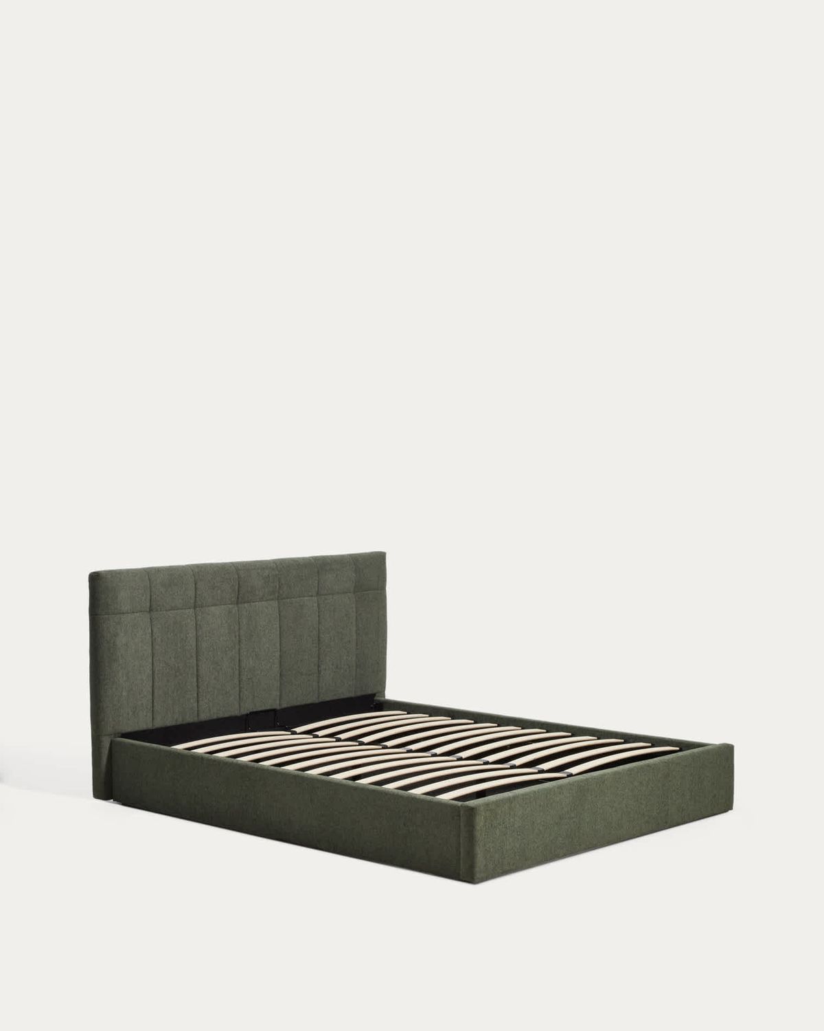 Cama con canapé abatible Darnela de chenilla verde musgo para colchón de 150 x 200 cm FSC 100%