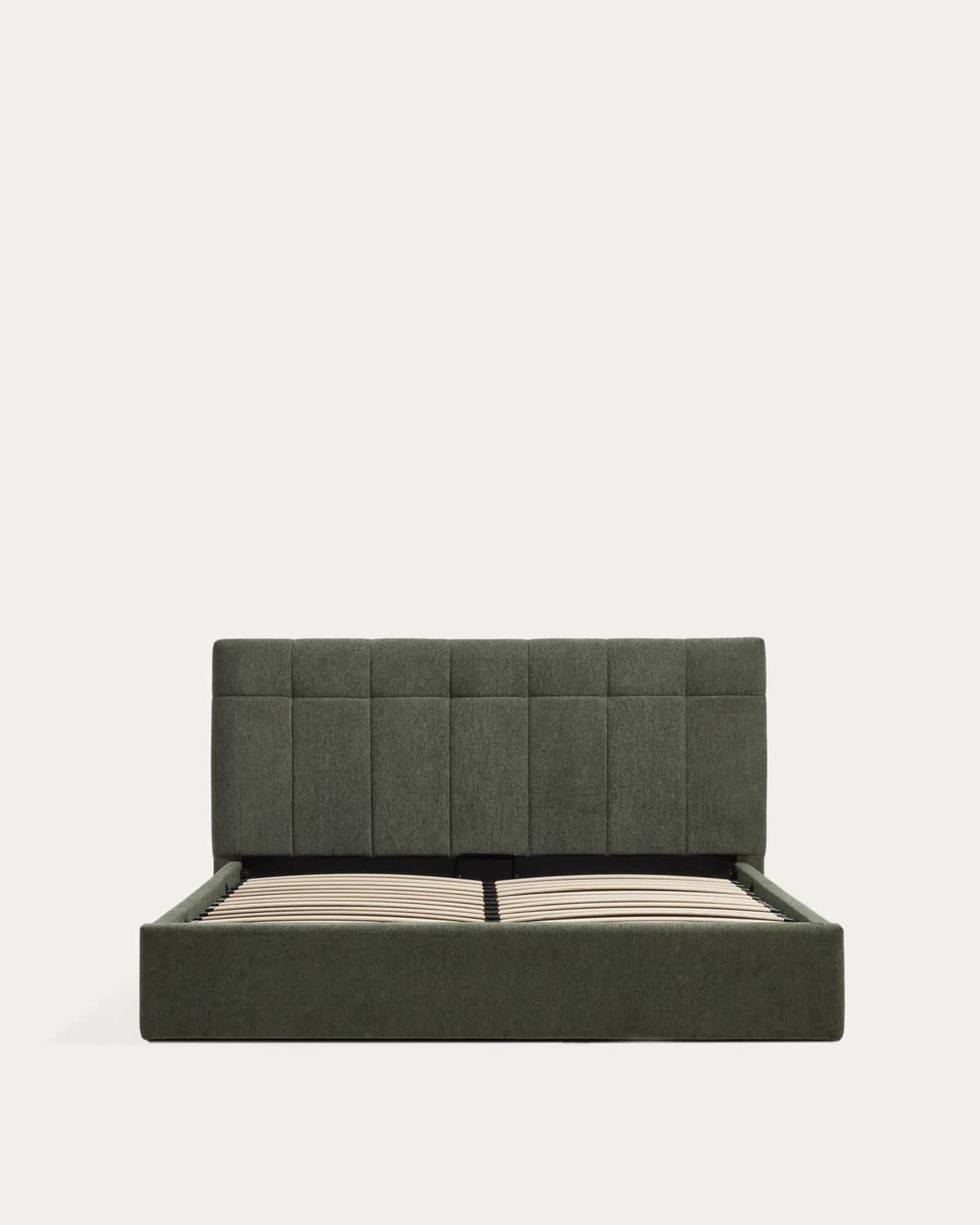 Cama con canapé abatible Darnela de chenilla verde musgo para colchón de 150 x 200 cm FSC 100%