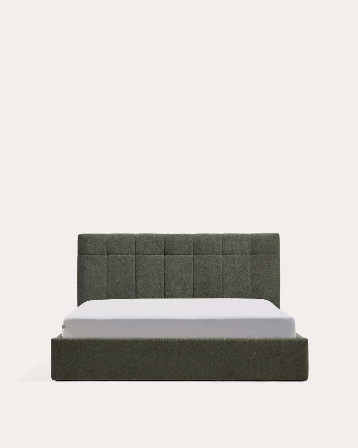 Cama con canapé abatible Darnela de chenilla verde musgo para colchón de 160 x 200 cm FSC 100%