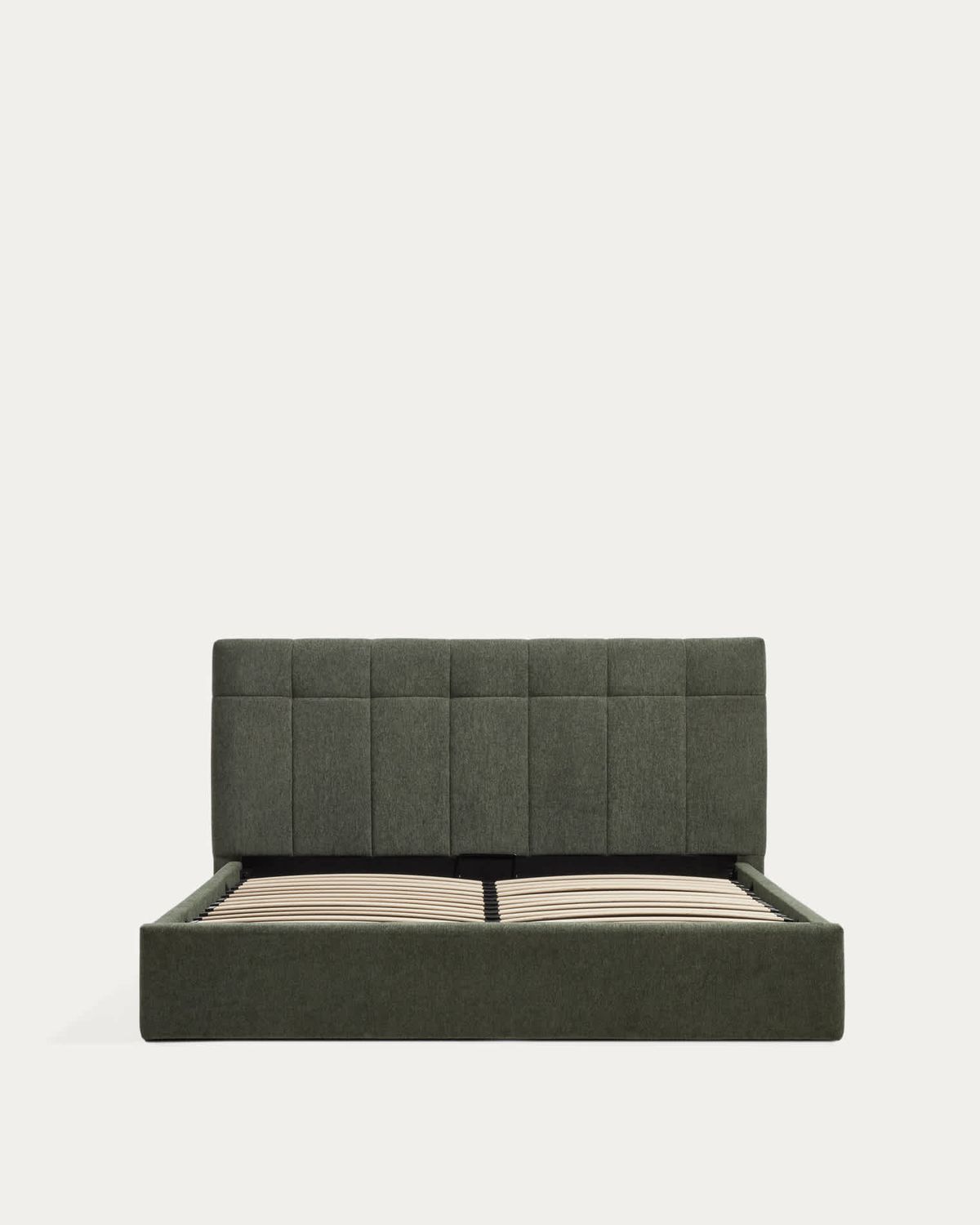 Cama con canapé abatible Darnela de chenilla verde musgo para colchón de 160 x 200 cm FSC 100%
