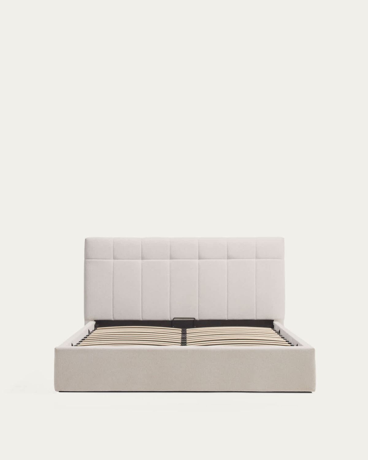 Cama con canapé abatible Darnela de chenilla crudo para colchón de 150 x 200 cm FSC 100%
