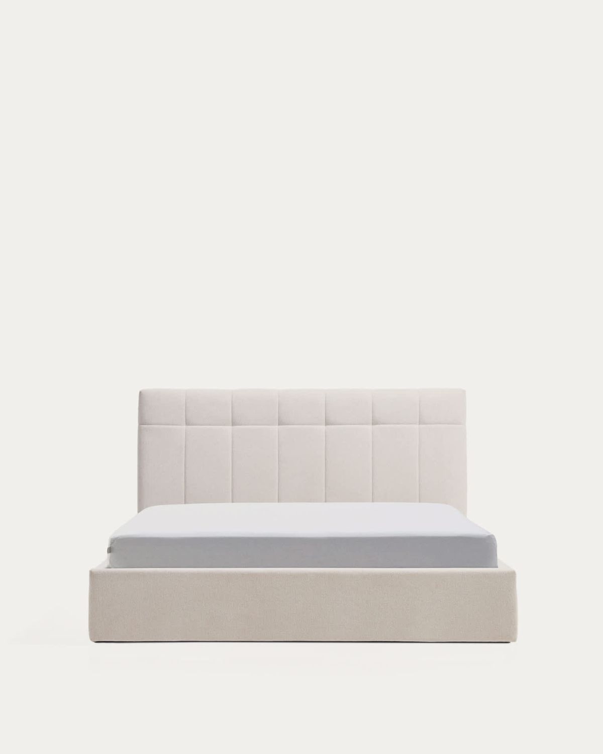 Cama con canapé abatible Darnela de chenilla crudo para colchón de 150 x 200 cm FSC 100%