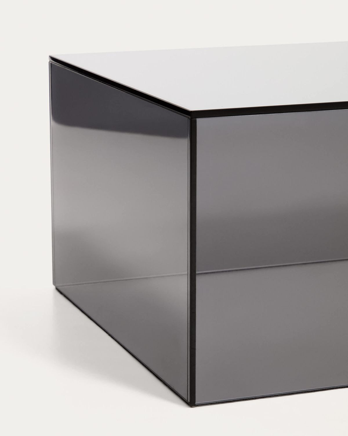 Mesa de centro Orlia de vidrio templado gris oscuro 110 x 50 cm