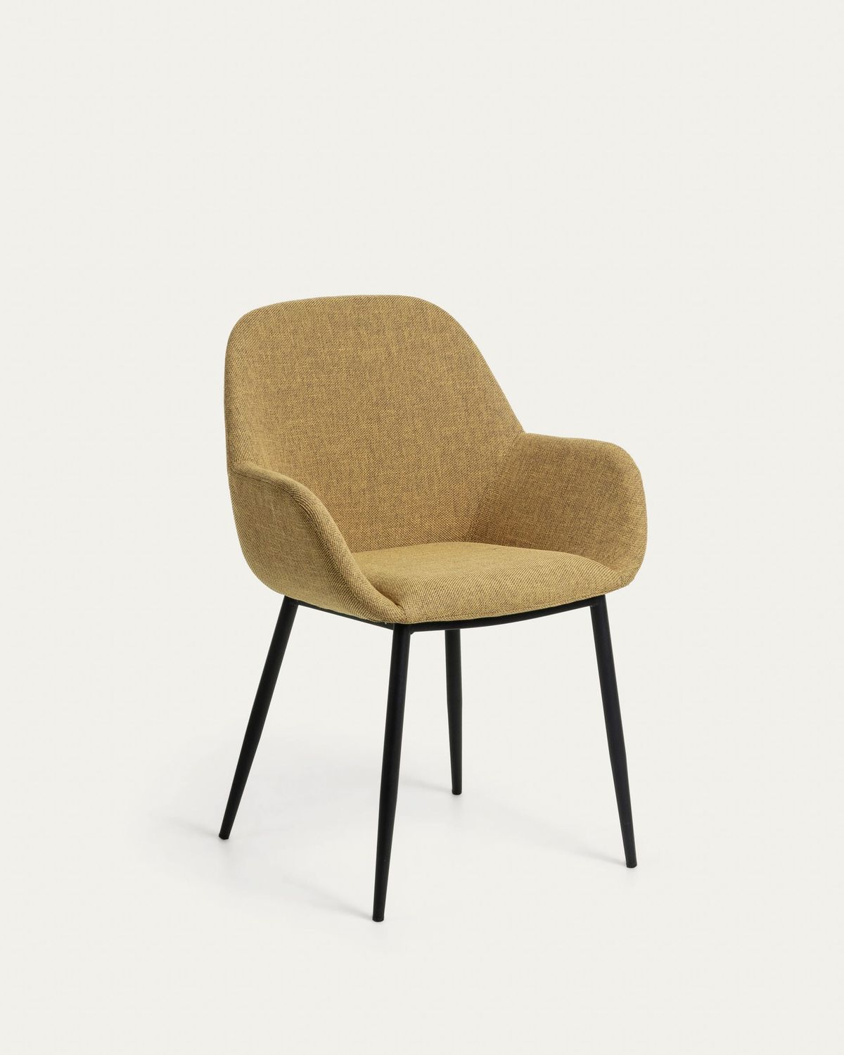 Silla Konna mostaza y patas de acero acabado pintado negro FR