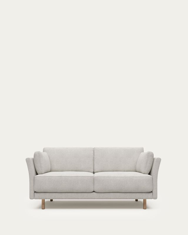 Sofá Gilma 2 plazas de borrego blanco y patas acabado natural 170 cm FR