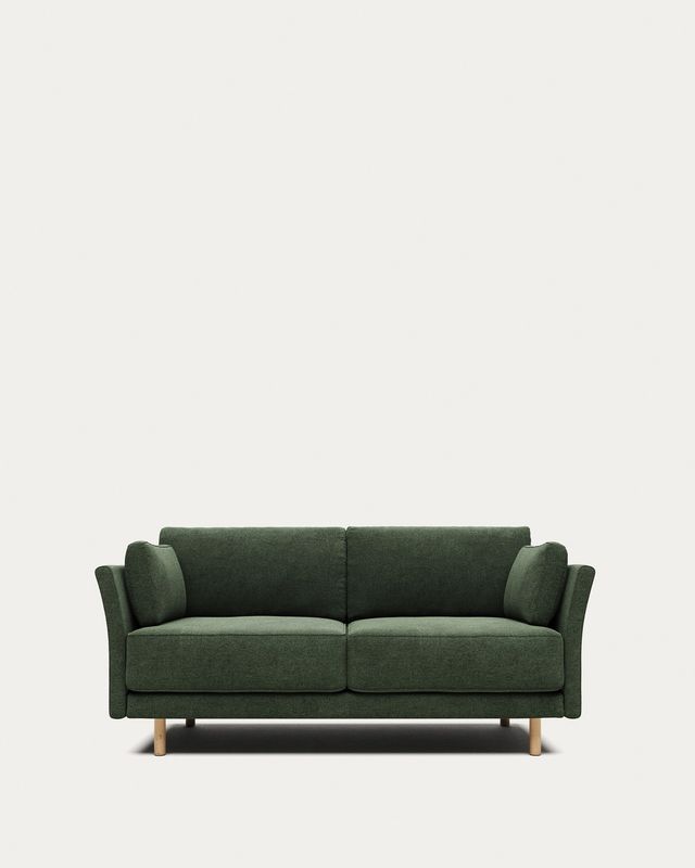 Sofá Gilma 2 plazas verde y patas acabado natural 170 cm FR