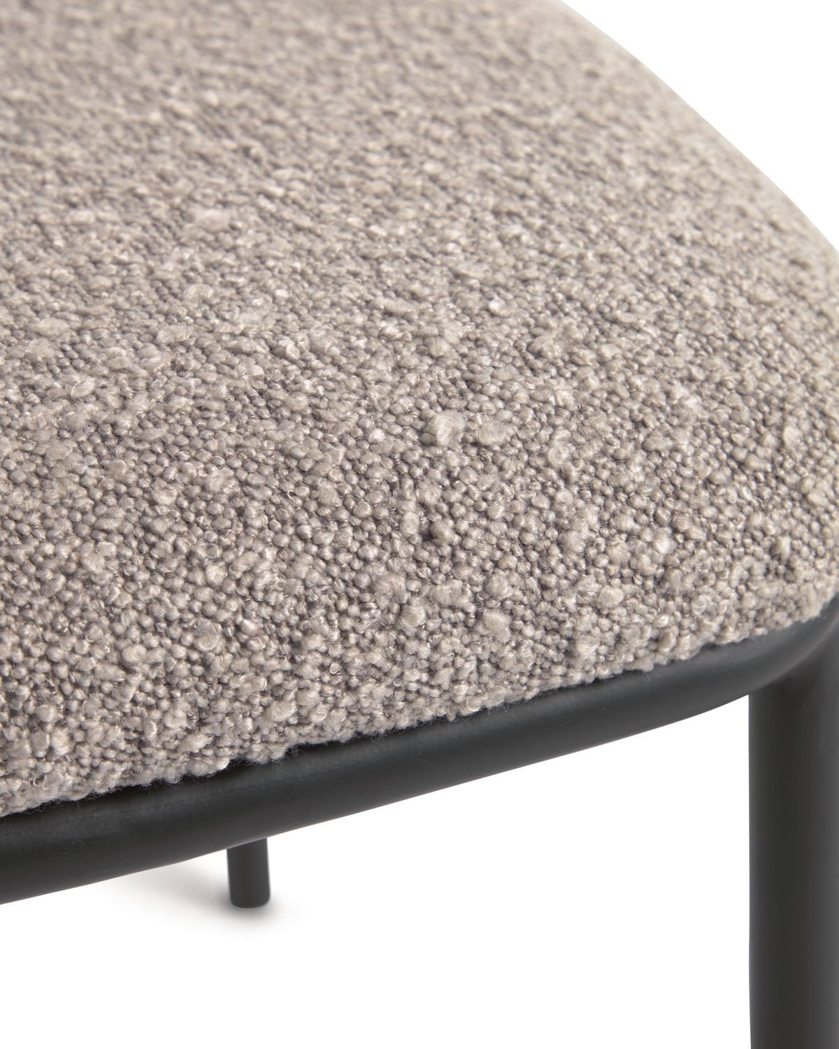 Silla Ciselia de borreguito gris claro y acero negro FR