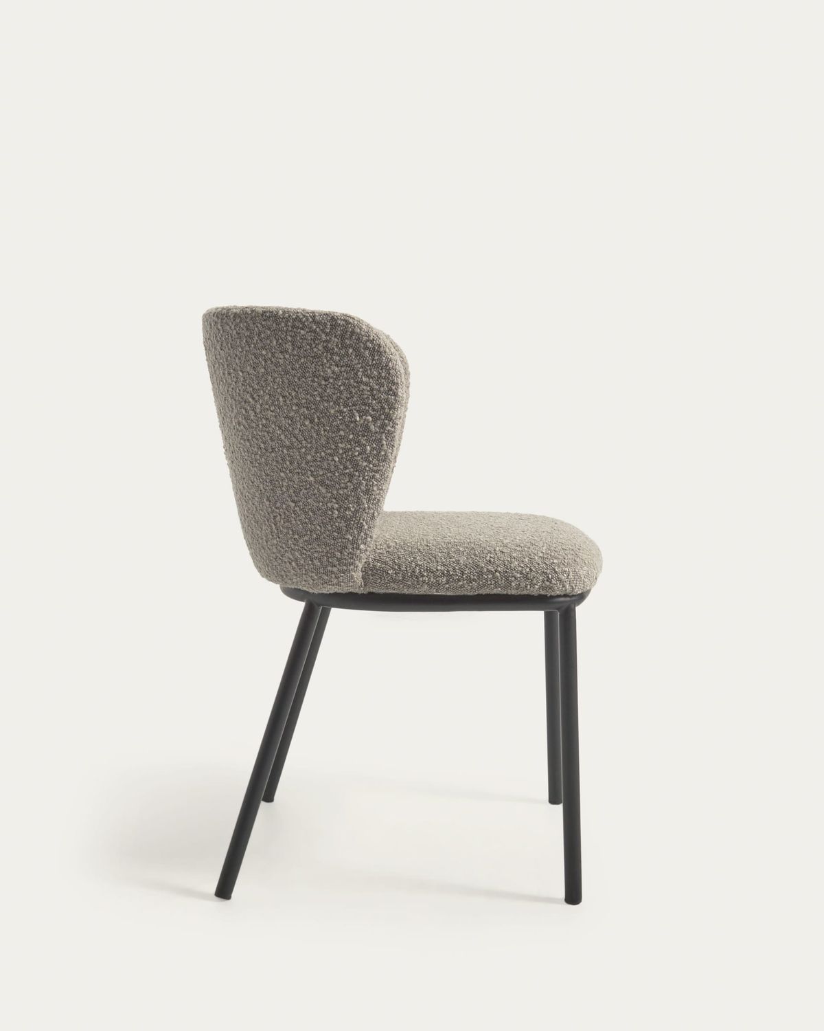 Silla Ciselia de borreguito gris claro y acero negro FR