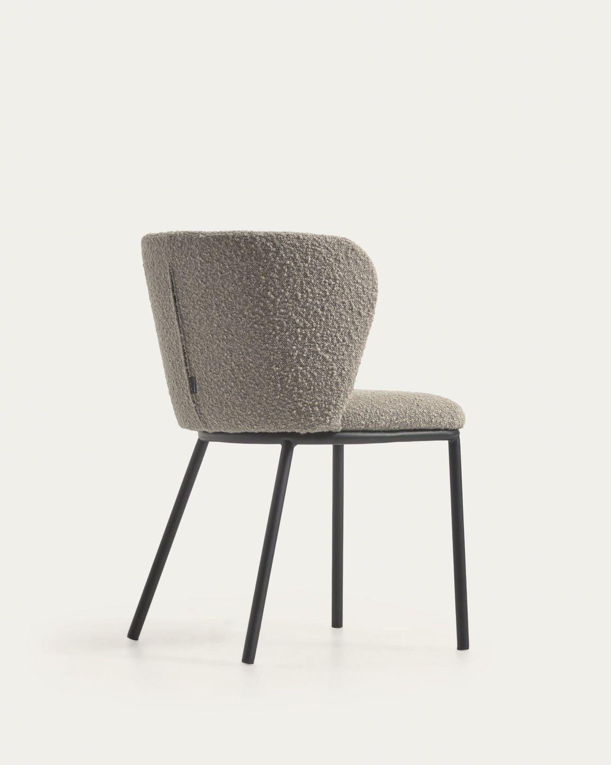 Silla Ciselia de borreguito gris claro y acero negro FR