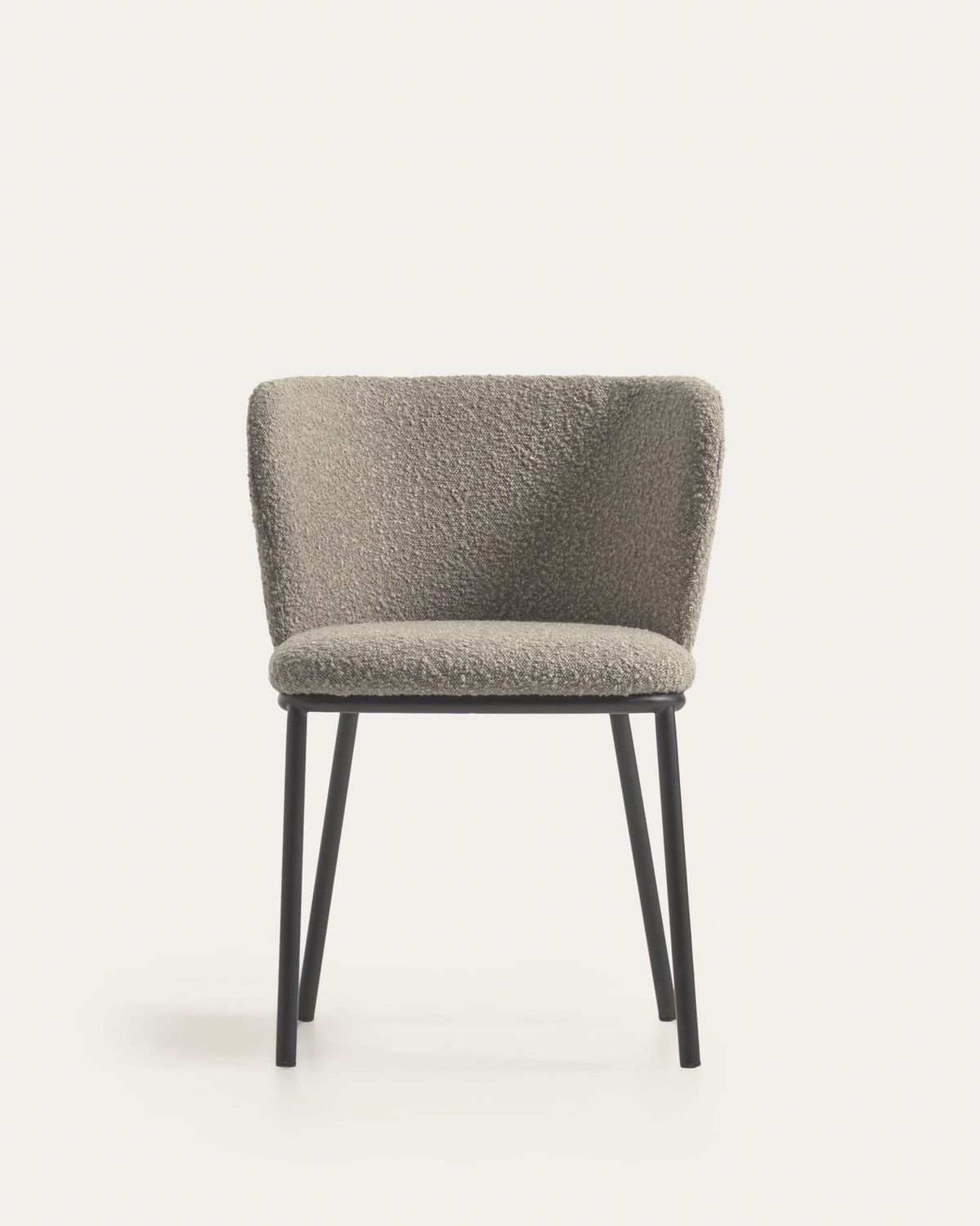 Silla Ciselia de borreguito gris claro y acero negro FR
