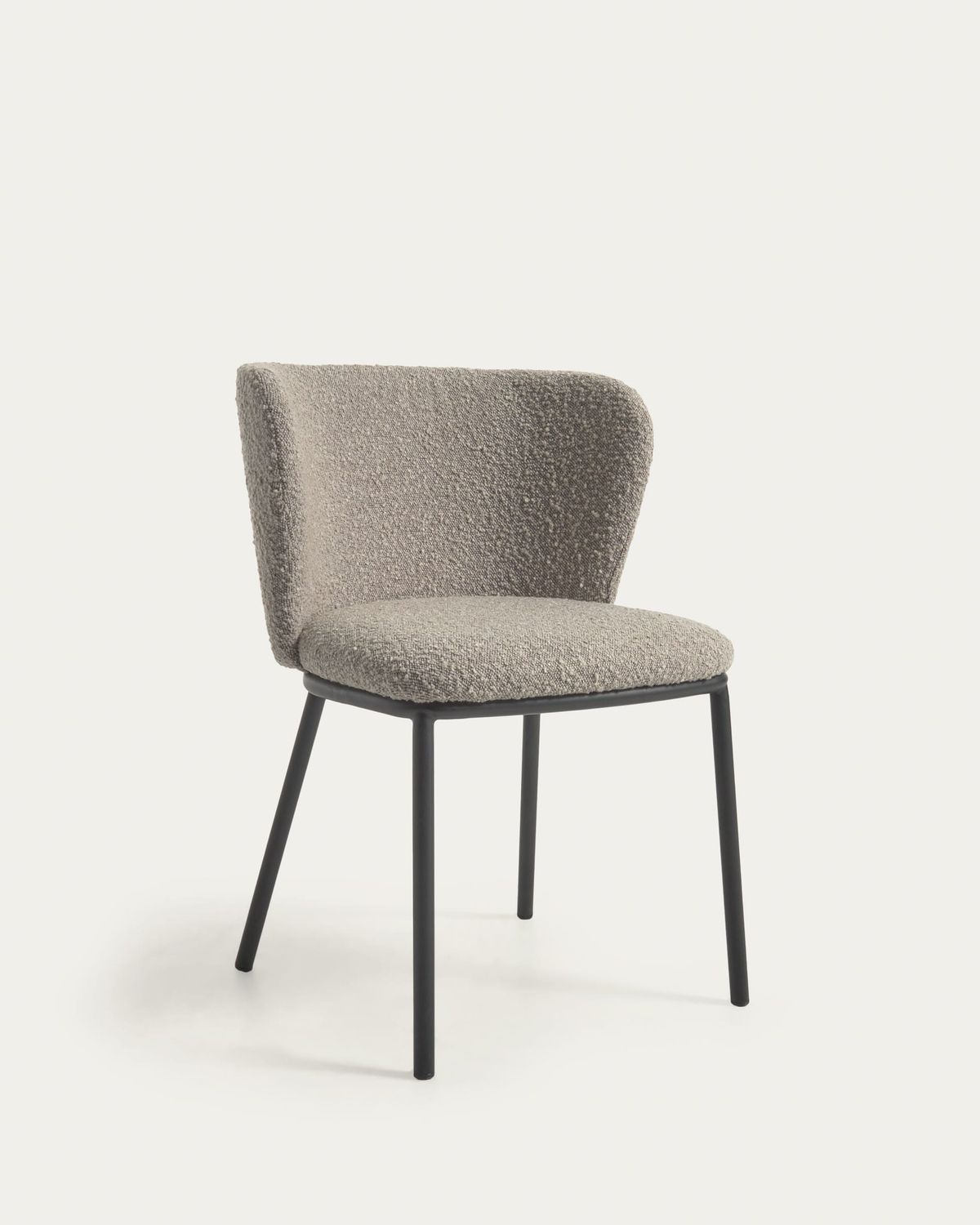 Silla Ciselia de borreguito gris claro y acero negro FR
