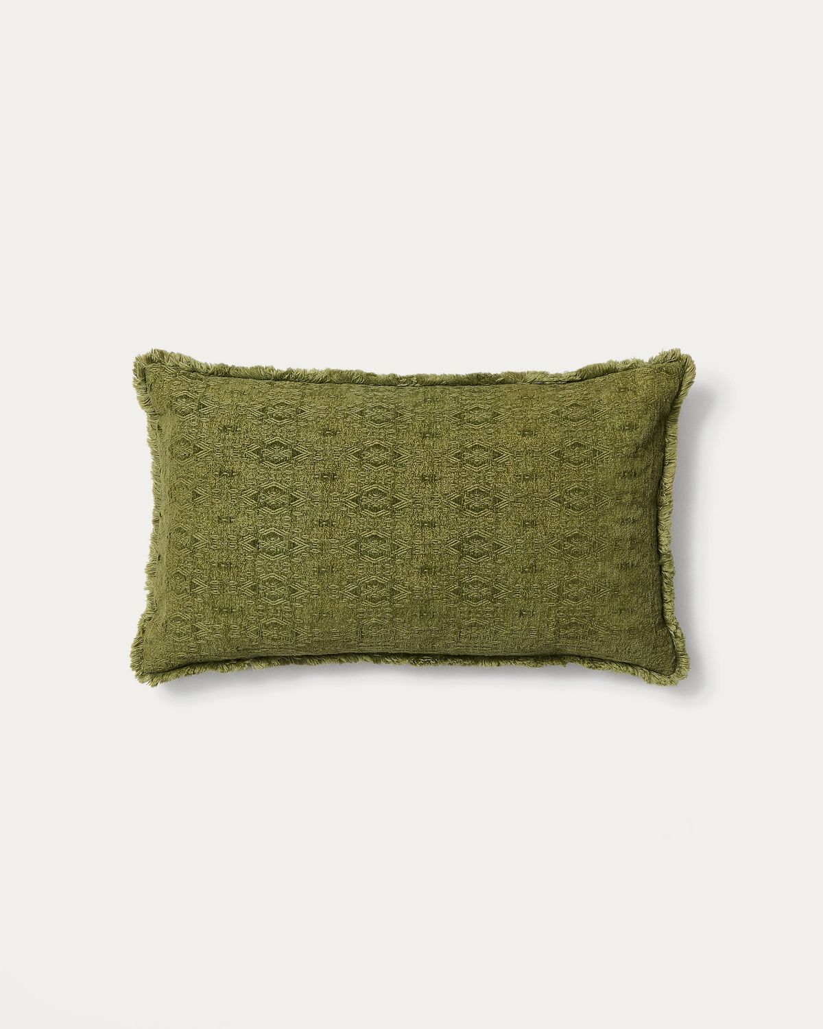 Funda de cojín Narela de algodón y viscosa jacquard verde 50 x 30 cm