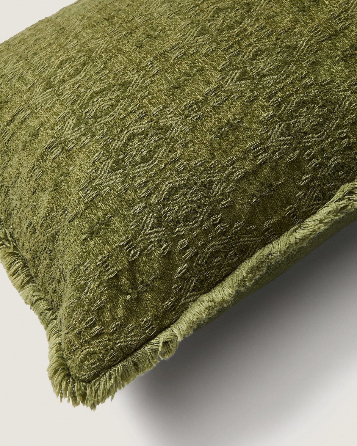Funda de cojín Narela de algodón y viscosa jacquard verde 50 x 30 cm