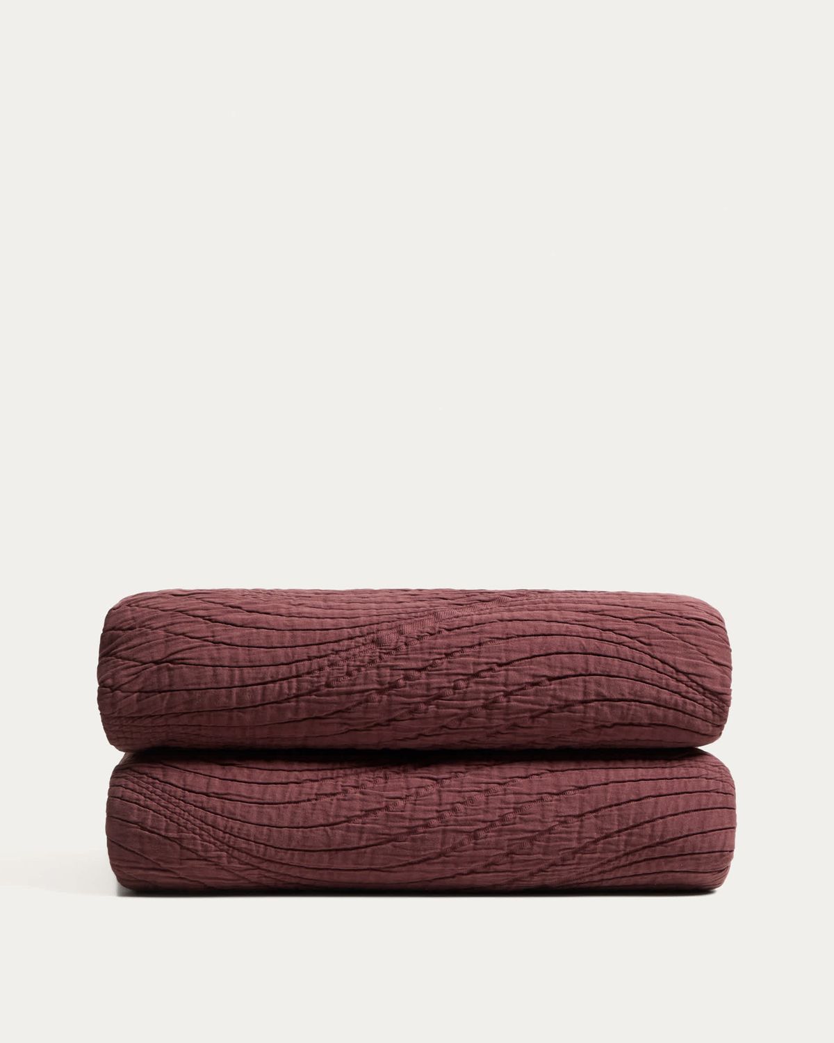 Colcha Sarula 100% algodón jacquard granate para cama de 150/160 cm