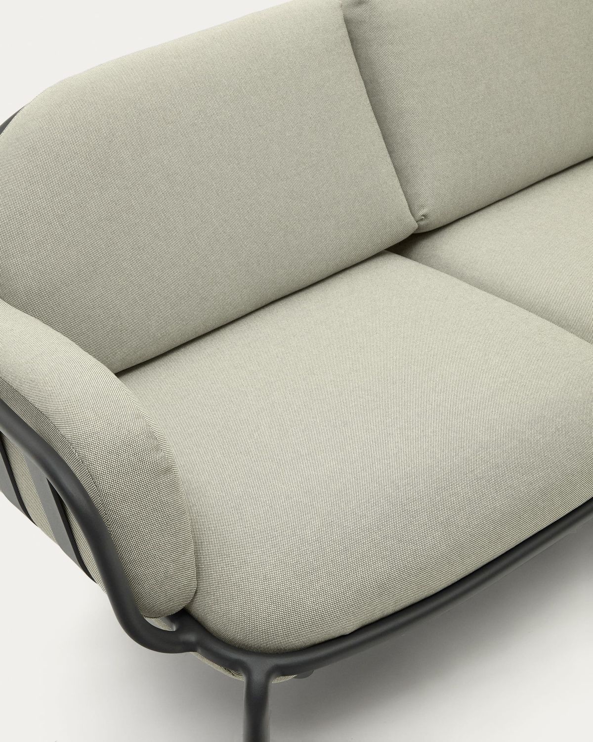Sofá de exterior Joncols 2 plazas de aluminio con acabado pintado gris y cojines beige 164 cm