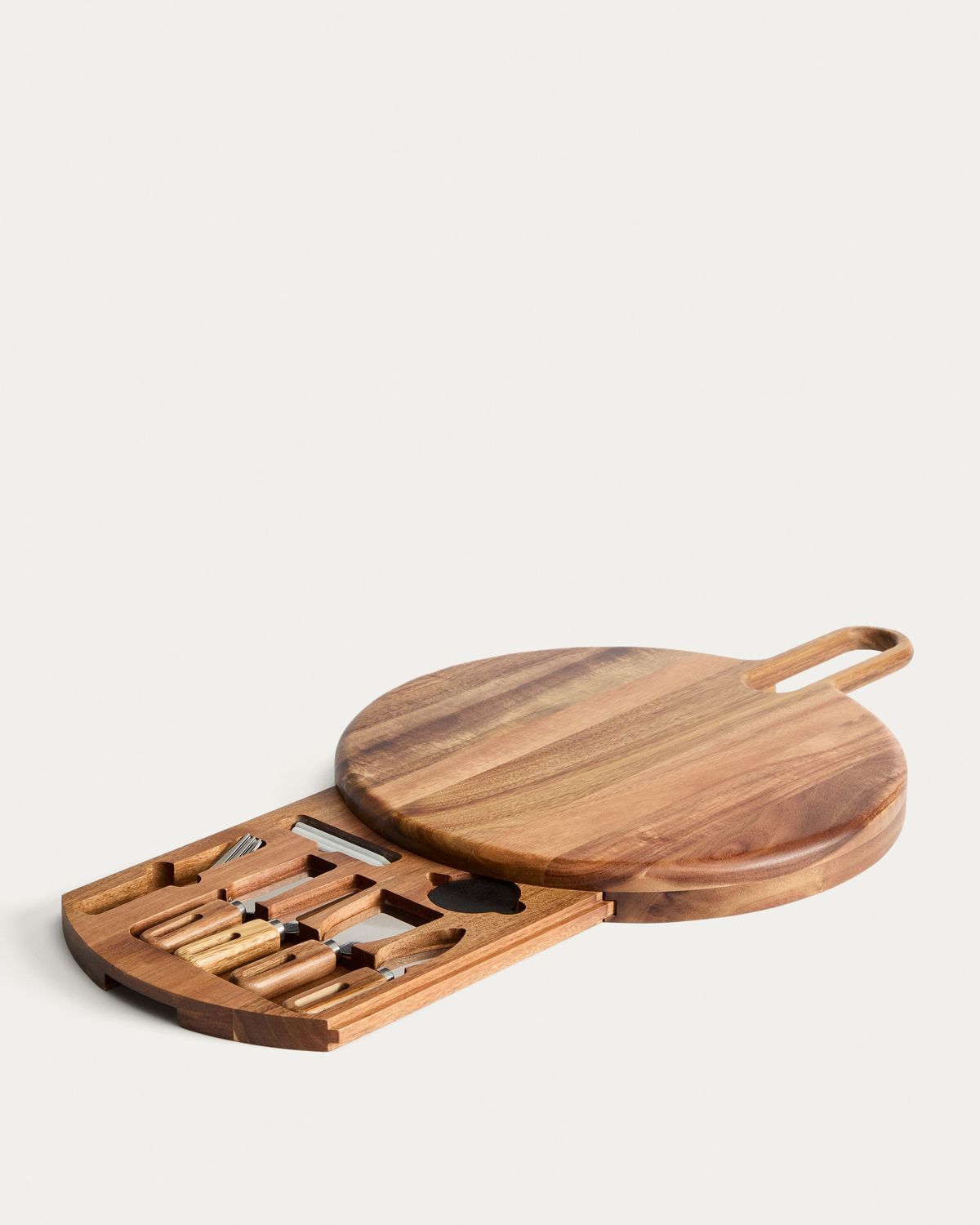 Set Blera de cubiertos y tabla para quesos de madera de acacia FSC 100%