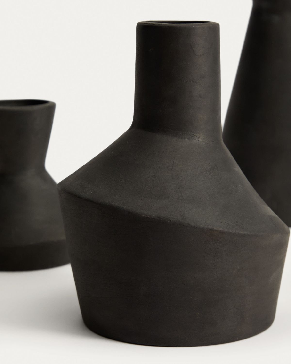 Set Dunari de 3 jarrones de terracota negro Ø 10,2 cm / Ø 14 cm / Ø 10 cm