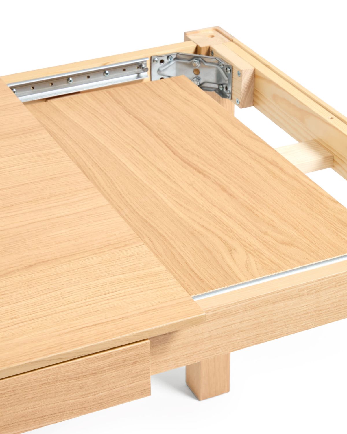 Mesa extensible Narevi en chapa de roble con acabado natural 170 (230) x 80 cm