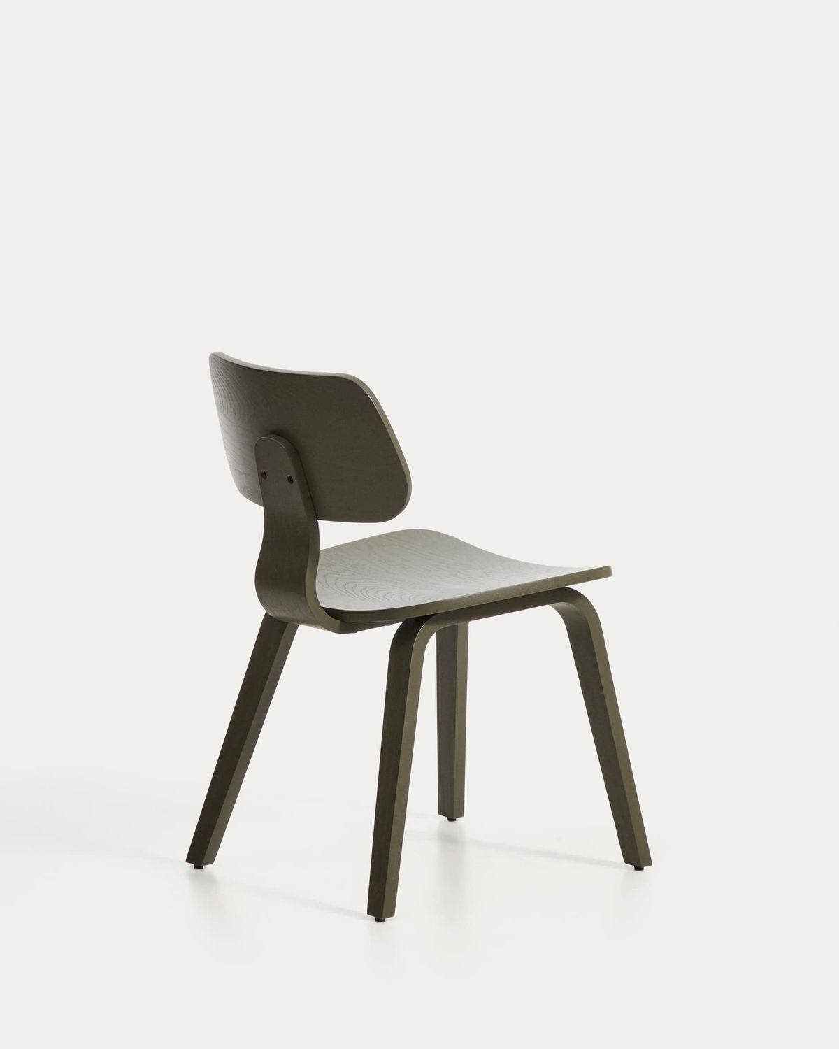 Silla Gena de chapa de roble con acabado verde