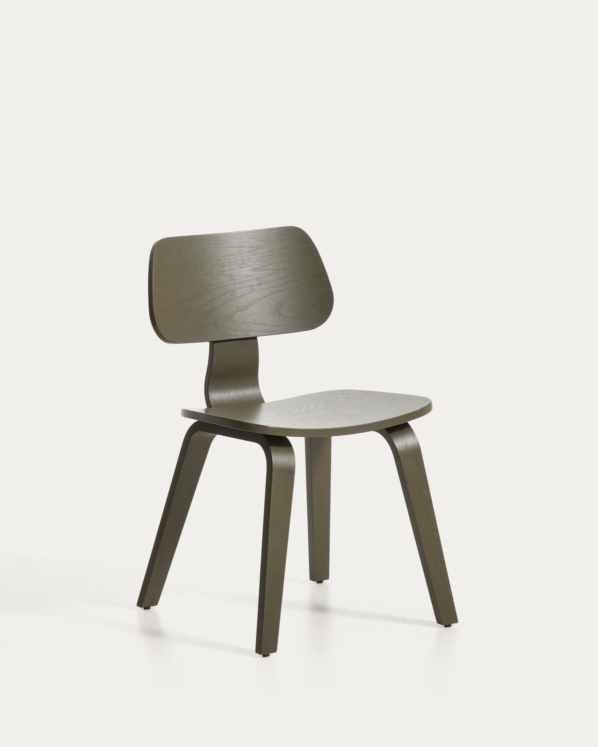 Silla Gena de chapa de roble con acabado verde