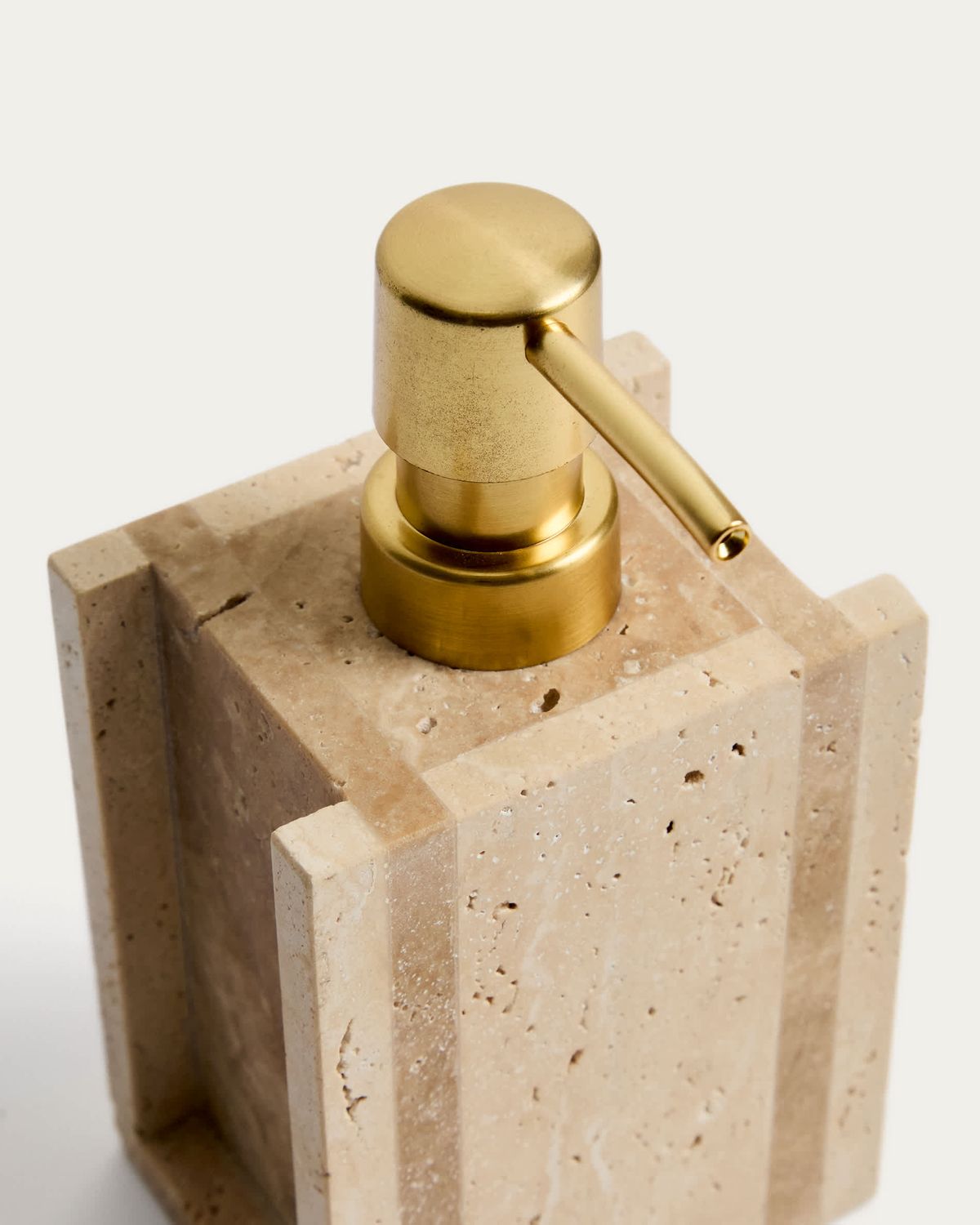 Dispensador de jabón Zenen de mármol travertino beige