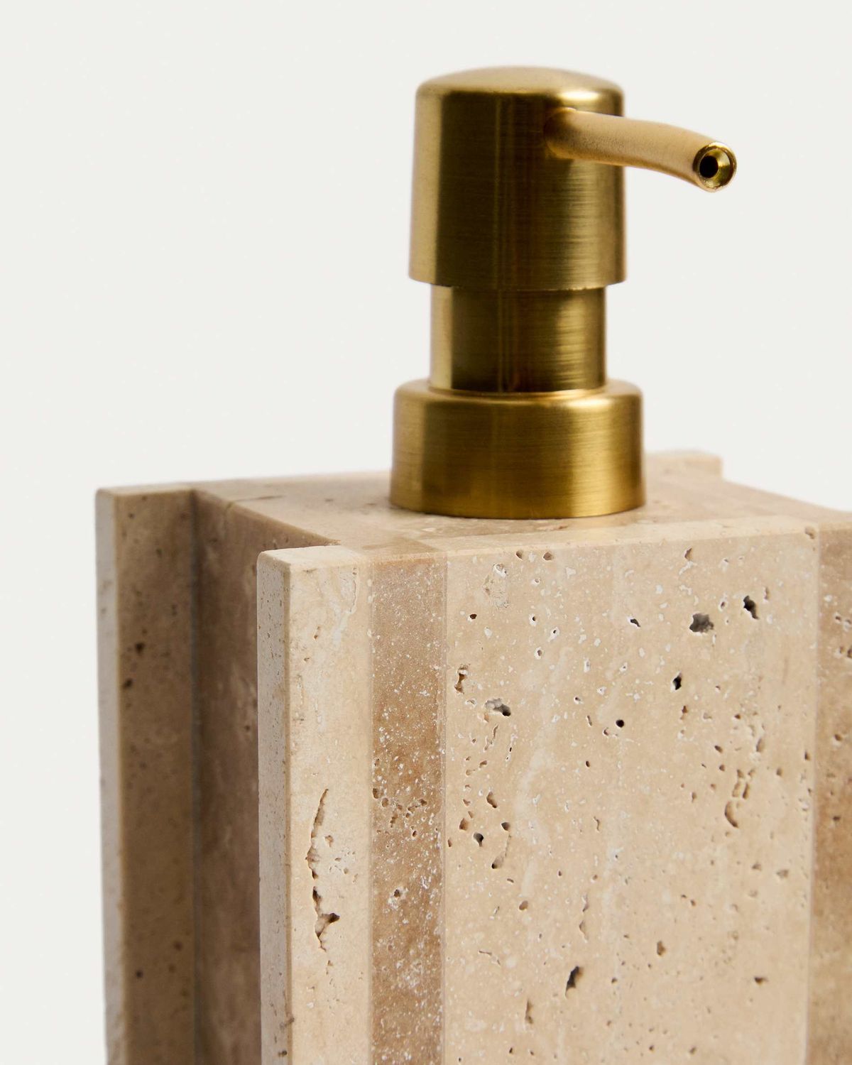 Dispensador de jabón Zenen de mármol travertino beige