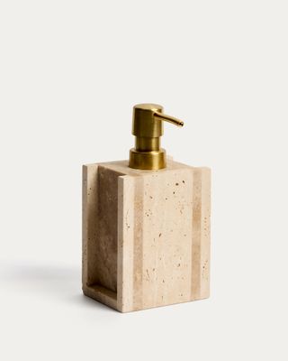 Dispensador de jabón Zenen de mármol travertino beige Dispensador de jabón Zenen de mármol travertino beige