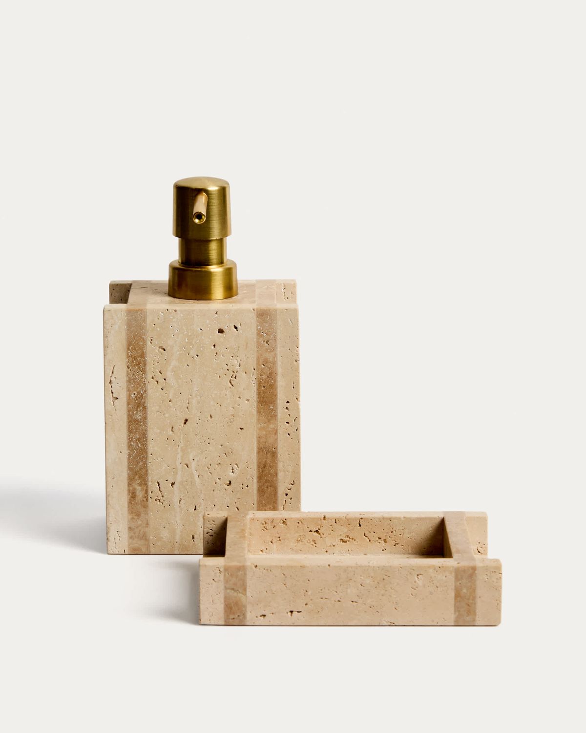 Jabonera Zenen de mármol travertino beige