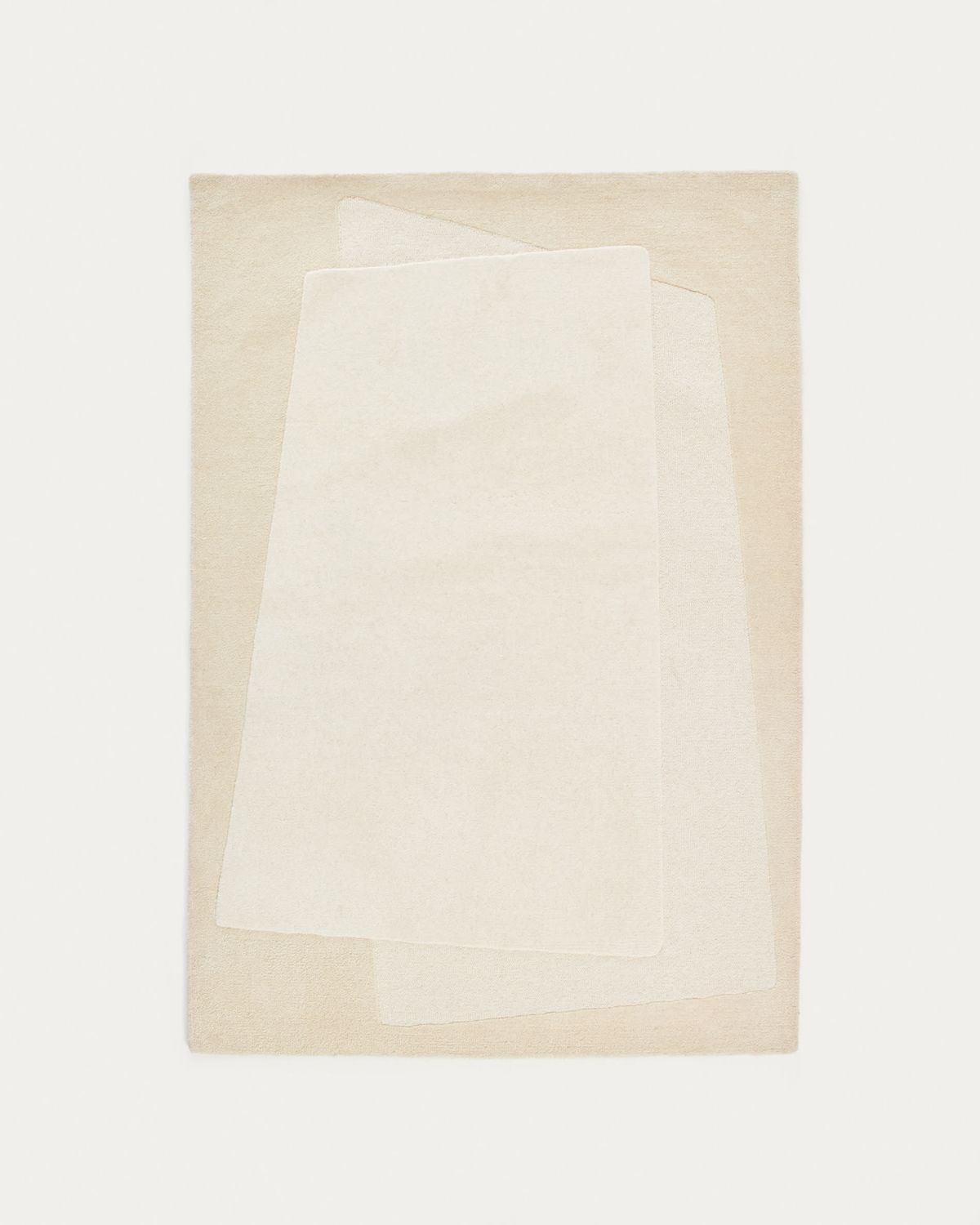 Alfombra Dennie de lana con gráfico beige 160 x 230 cm