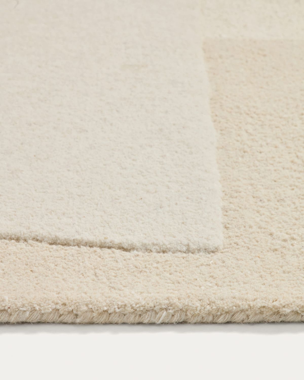 Alfombra Dennie de lana con gráfico beige 160 x 230 cm