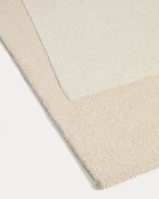 Alfombra Dennie de lana con gráfico beige 200 x 300 cm
