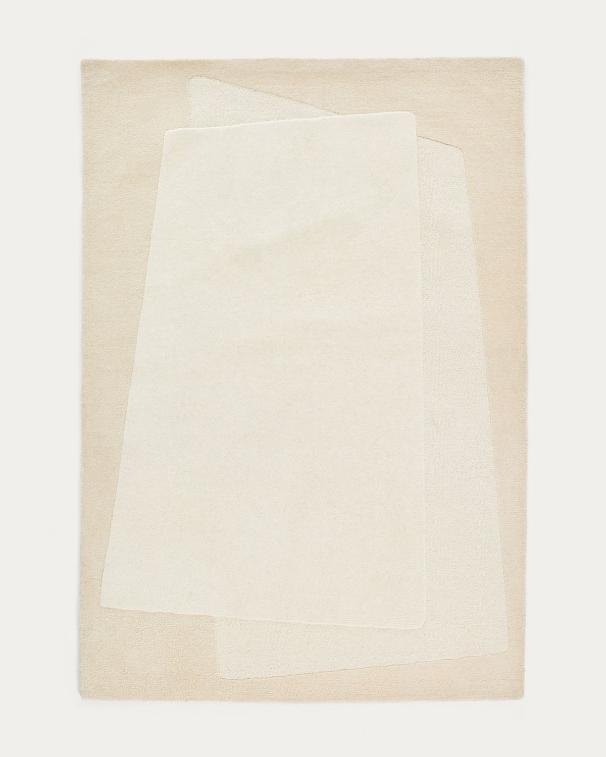 Alfombra Dennie de lana con gráfico beige 200 x 300 cm