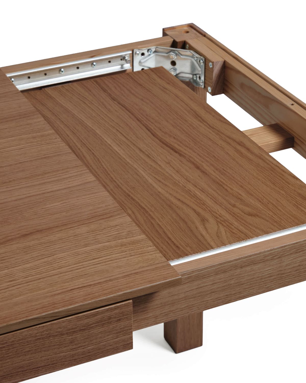 Mesa extensible Narevi en chapa de roble con acabado nogal 170 (230) x 80 cm