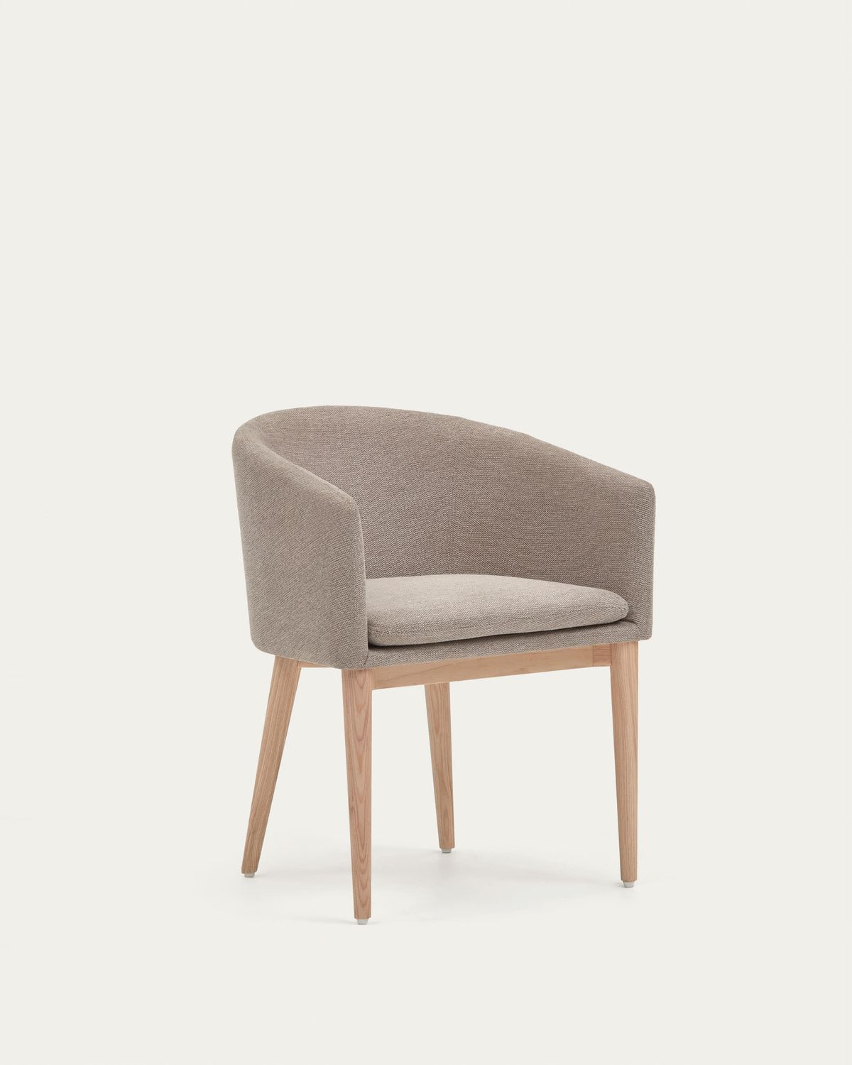 Silla Harlan de chenilla marrón y patas de madera maciza de fresno