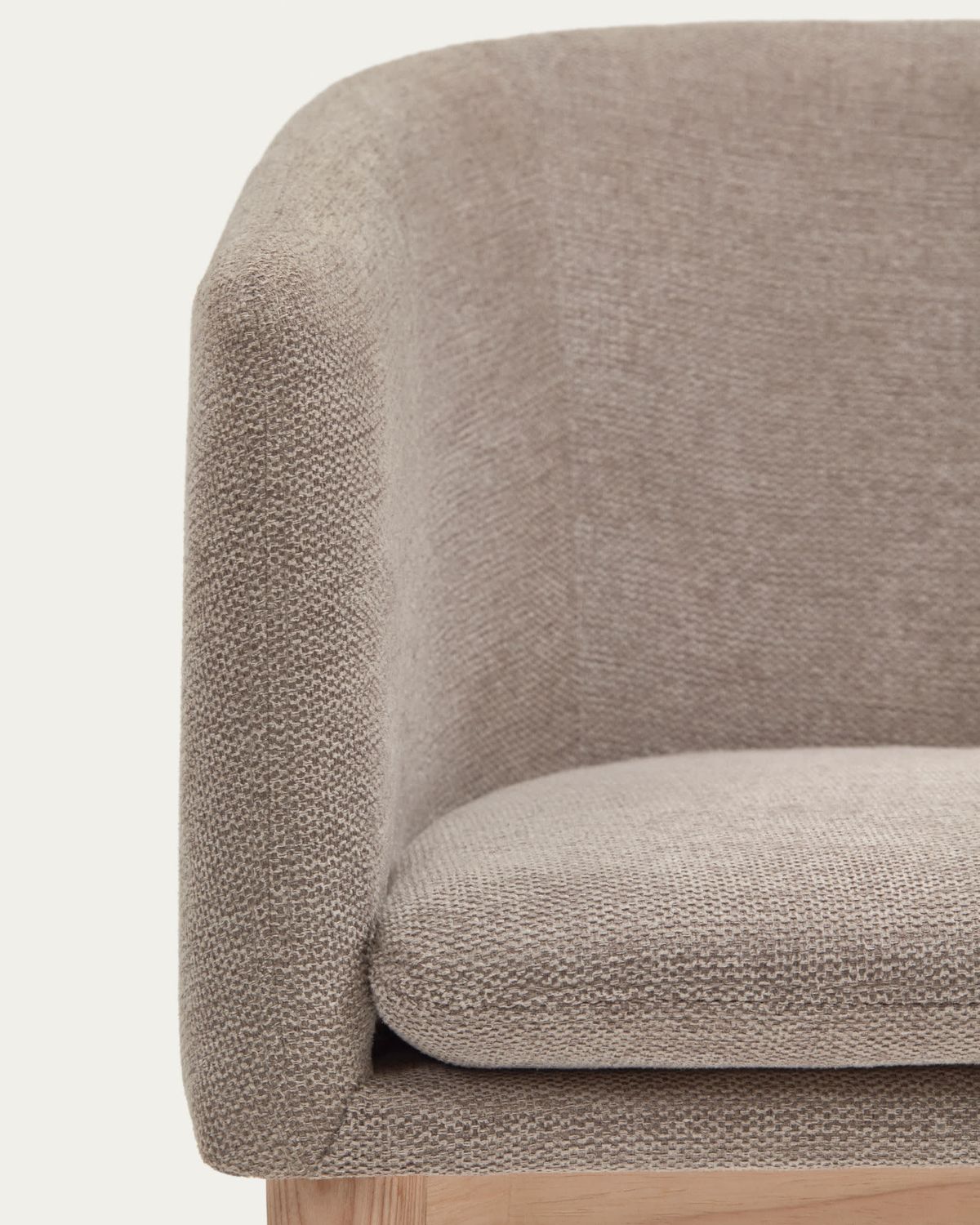 Silla Harlan de chenilla marrón y patas de madera maciza de fresno